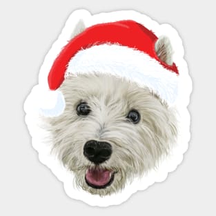 West Highland Terrier Christmas Santa Hat Sticker